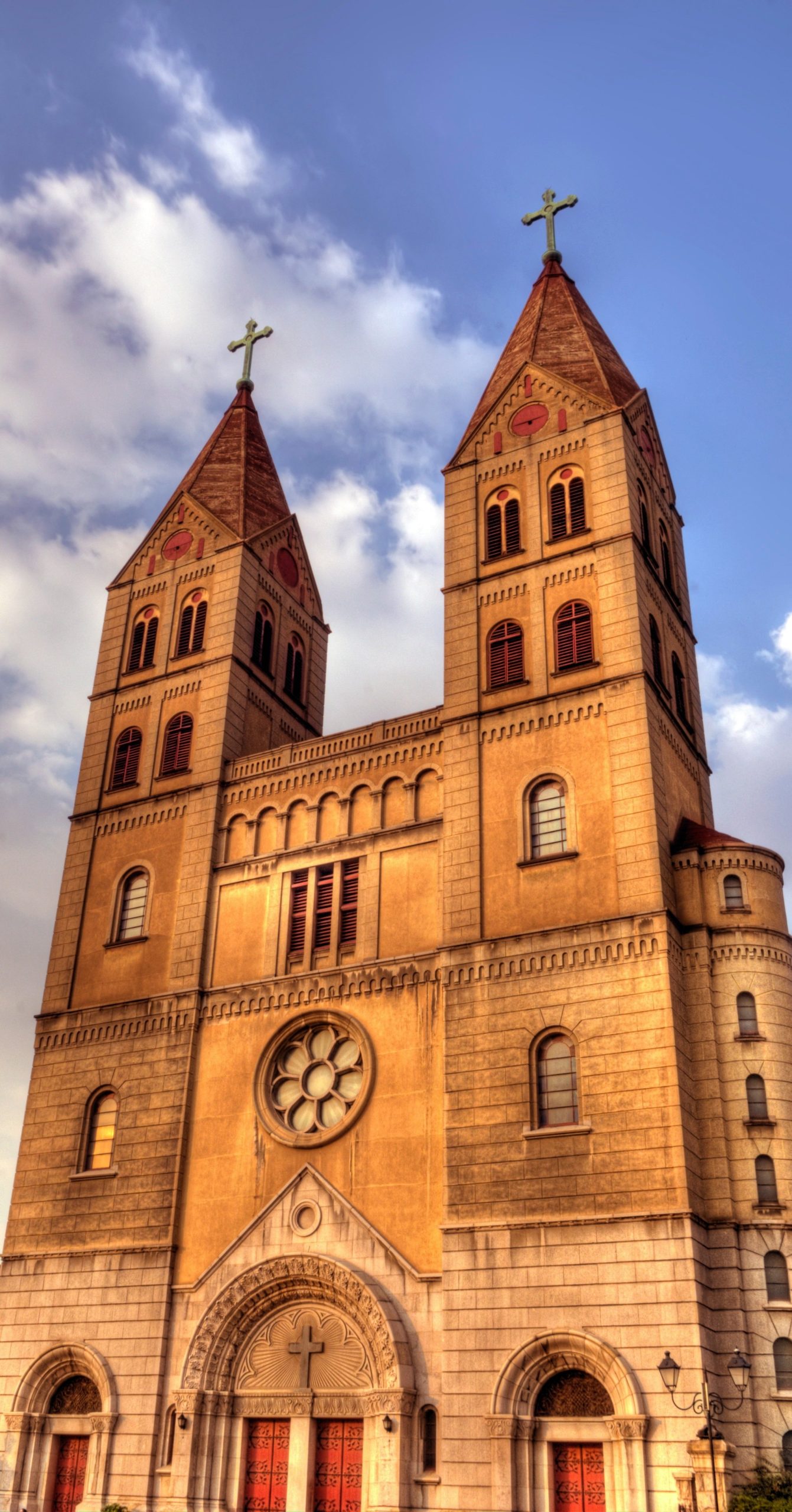 Qingdao German concession cathedral spires